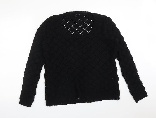 Miso Womens Black Argyle/Diamond Acrylic Pullover Sweatshirt Size 10