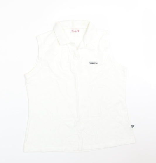 Diadora Womens White  Cotton Basic Polo Size 18 Collared