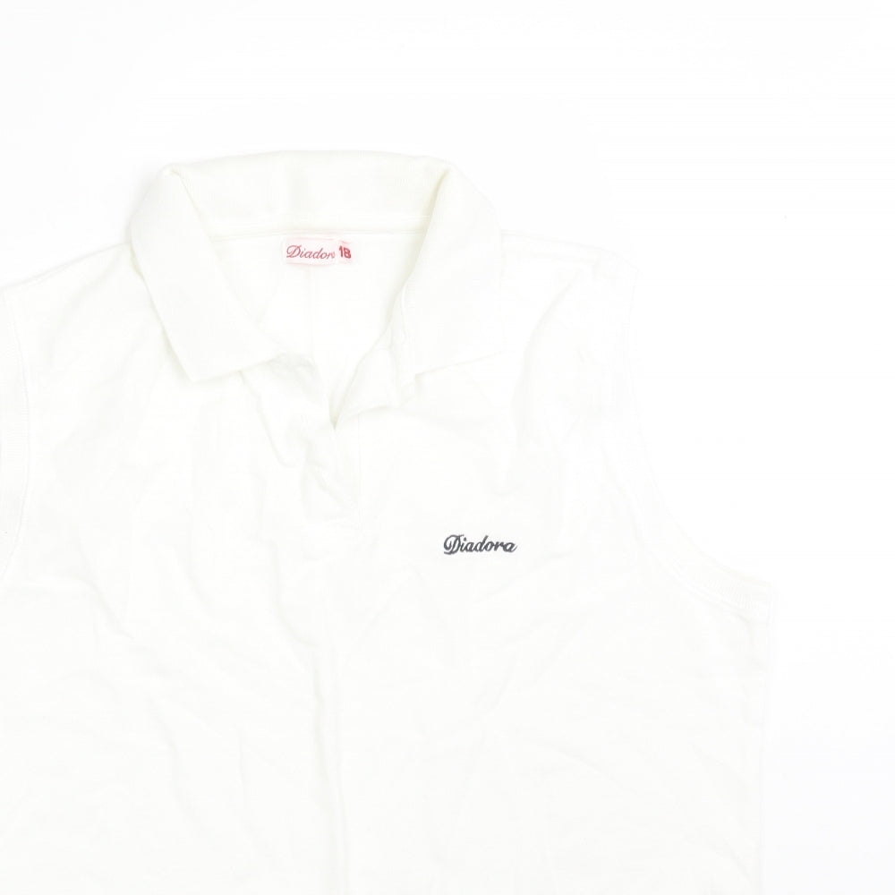 Diadora Womens White  Cotton Basic Polo Size 18 Collared