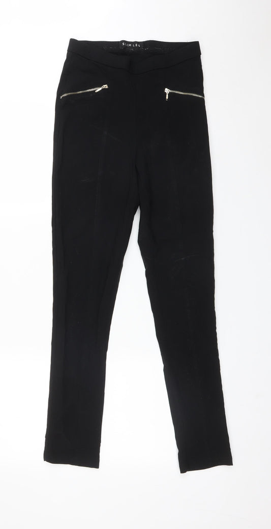 Peacocks Womens Black  Viscose Trousers  Size 8 L28 in Regular