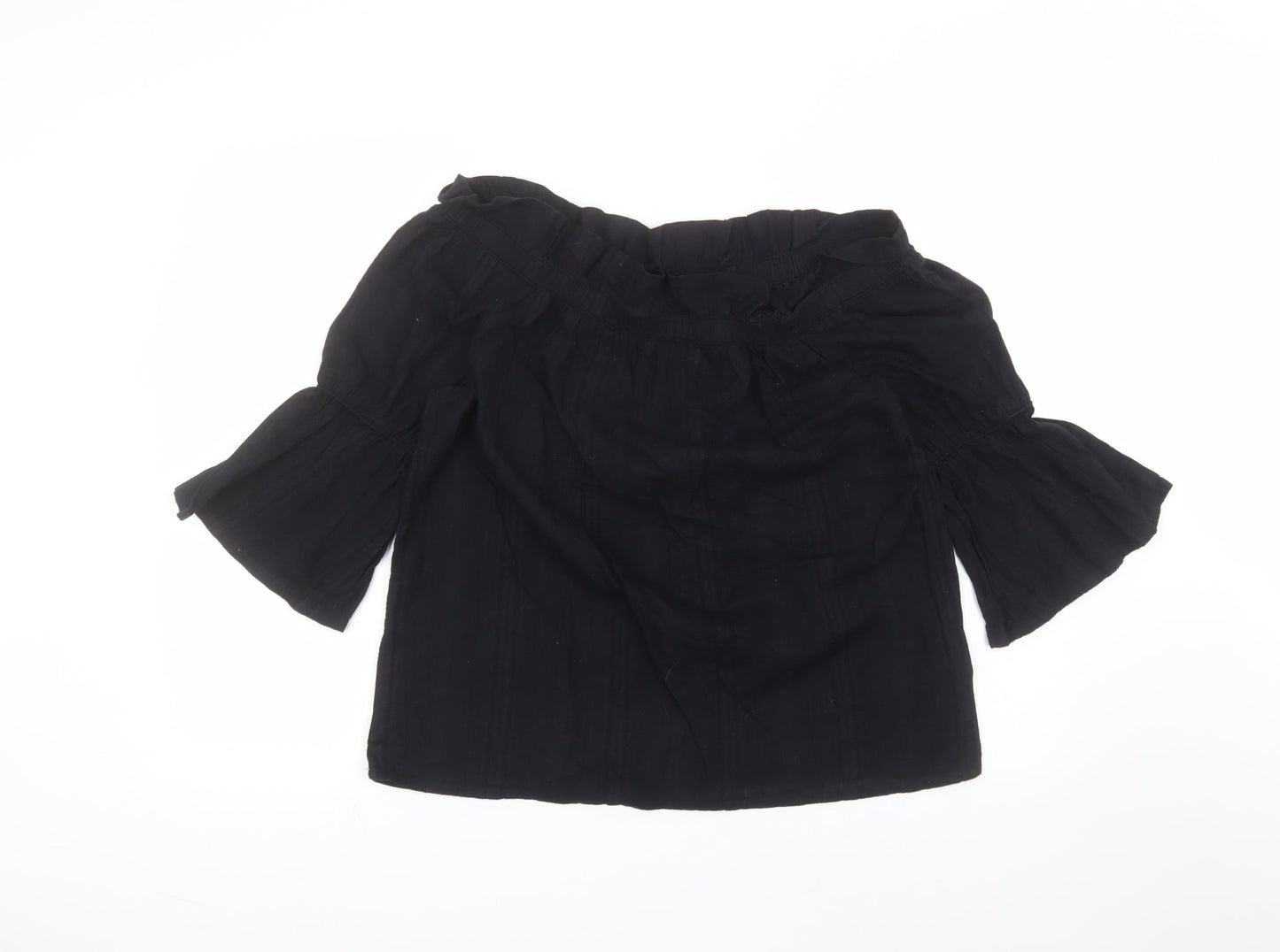 NEXT Womens Black  Cotton Basic T-Shirt Size 12 Round Neck