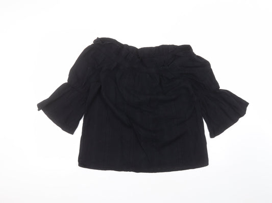 NEXT Womens Black  Cotton Basic T-Shirt Size 12 Round Neck
