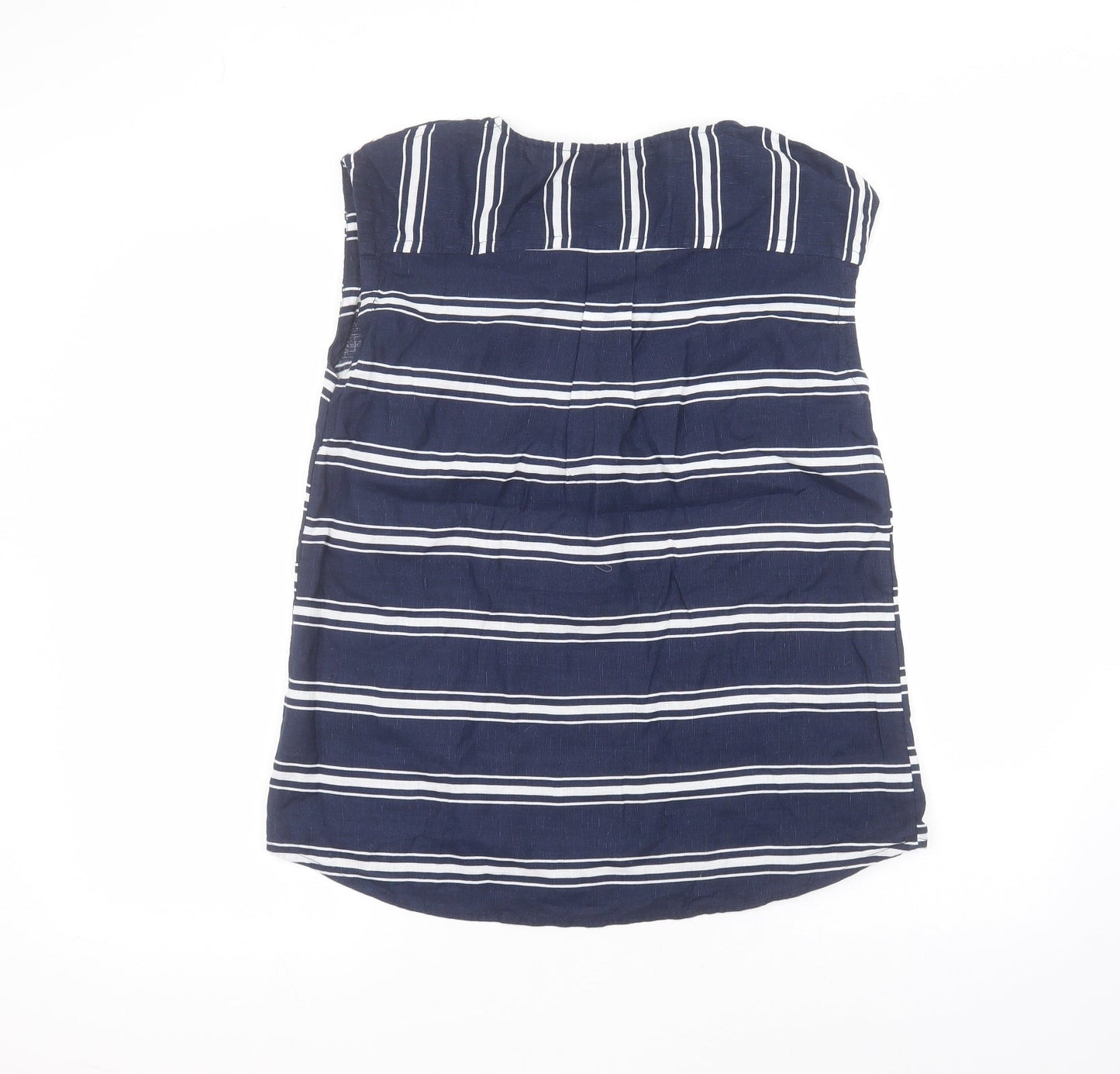 Monsoon Womens Blue Striped Cotton Basic T-Shirt Size M Round Neck