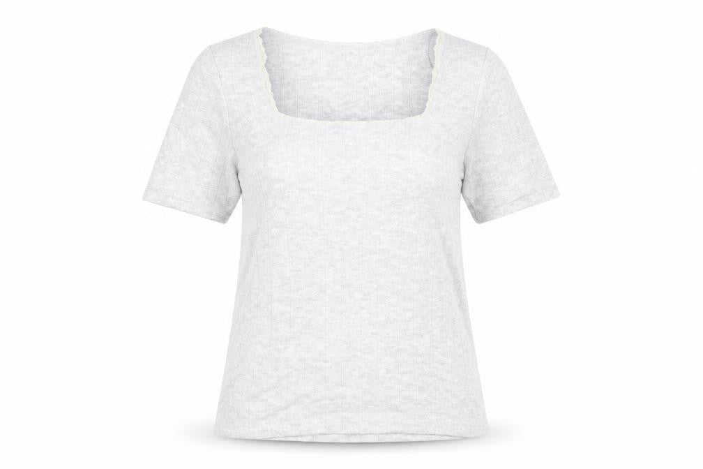 Marks and Spencer Womens Grey  Viscose Basic T-Shirt Size 14 Round Neck