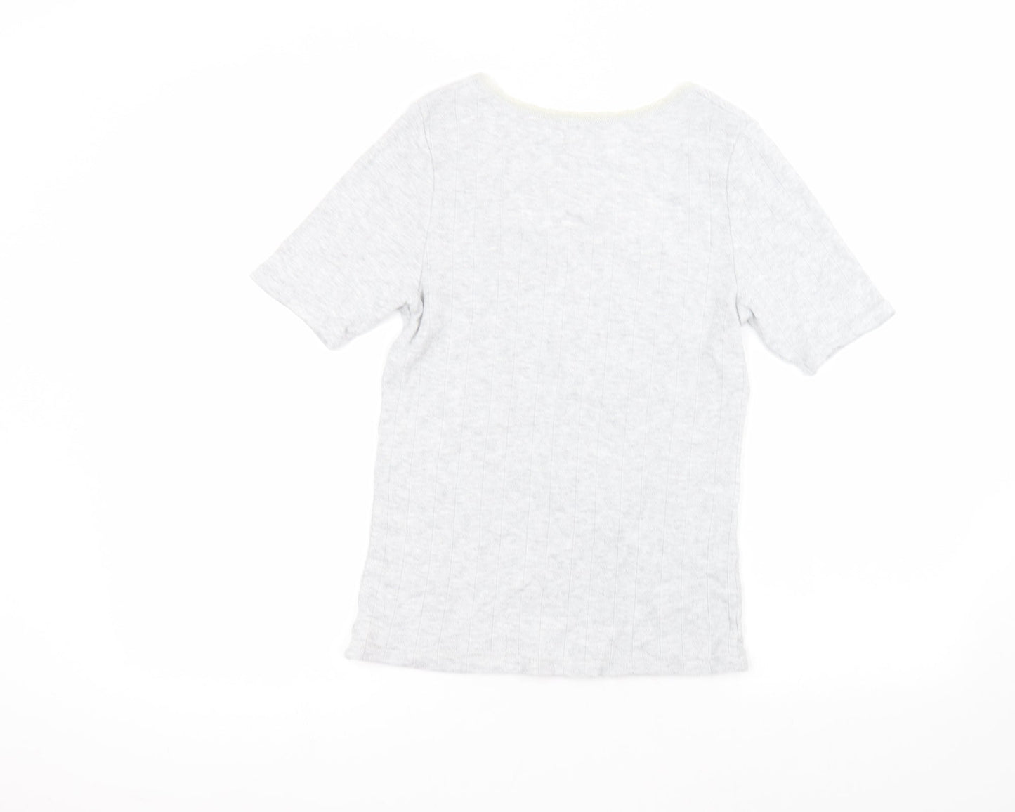 Marks and Spencer Womens Grey  Viscose Basic T-Shirt Size 14 Round Neck