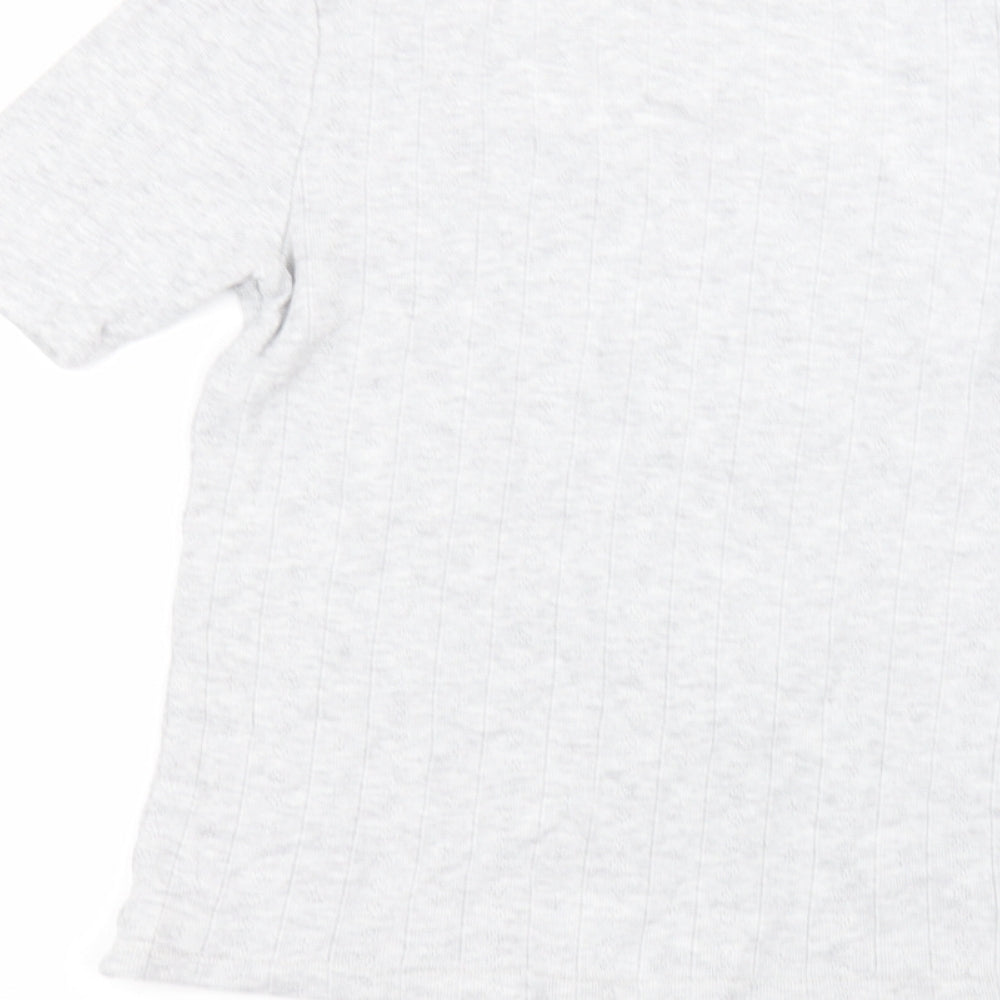 Marks and Spencer Womens Grey  Viscose Basic T-Shirt Size 14 Round Neck