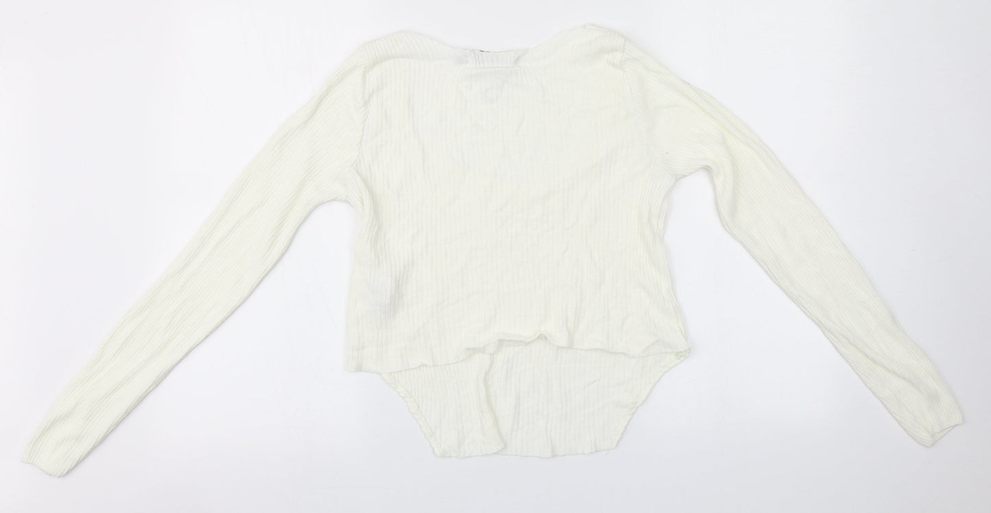 Missguided Womens White Round Neck  Acrylic Pullover Jumper Size 12