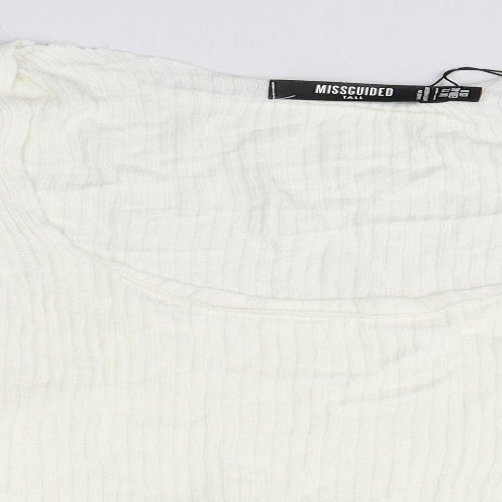 Missguided Womens White Round Neck  Acrylic Pullover Jumper Size 12