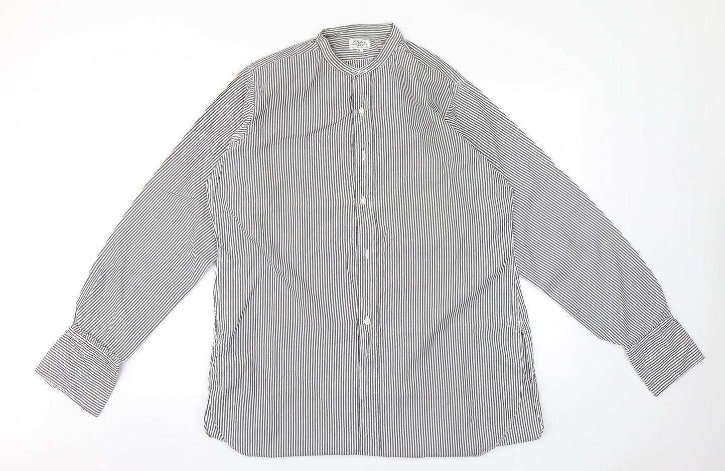 Preworn Mens White Striped   Button-Up Size 16 Collared