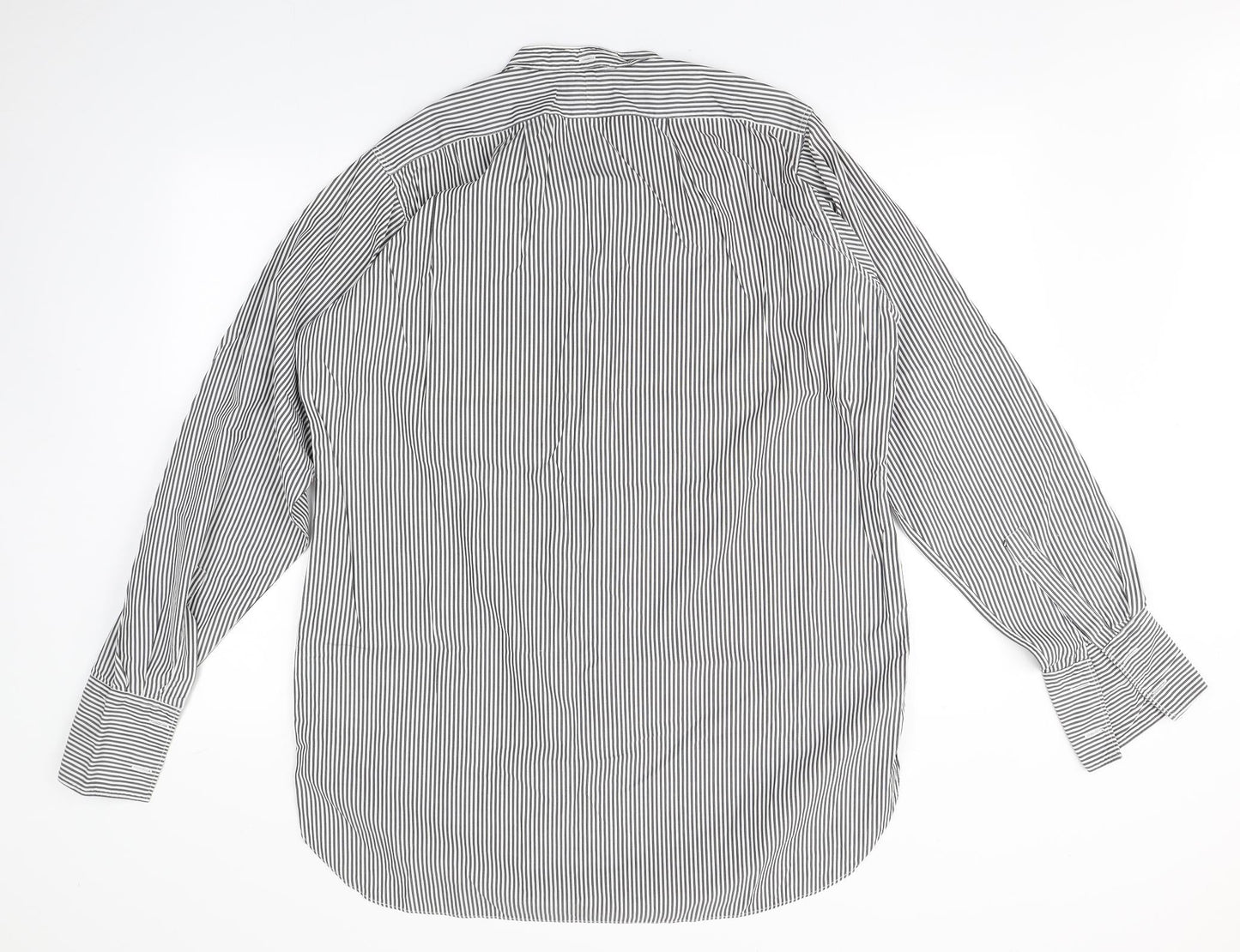 Preworn Mens White Striped   Button-Up Size 16 Collared