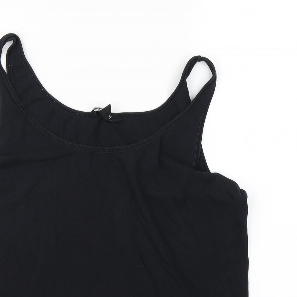 New Look Womens Black  Cotton Basic Tank Size 18 Round Neck