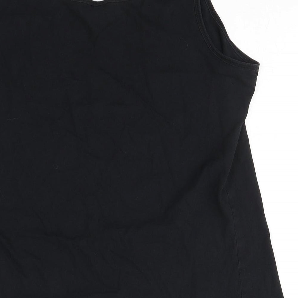 New Look Womens Black  Cotton Basic Tank Size 18 Round Neck