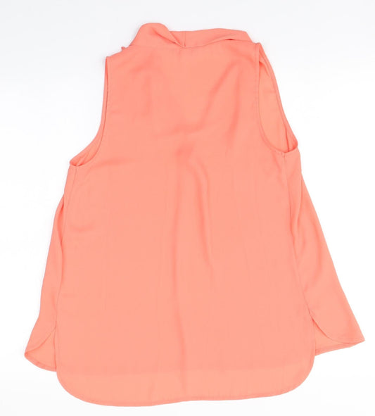New Look Womens Pink  Polyester Basic Blouse Size 10 V-Neck
