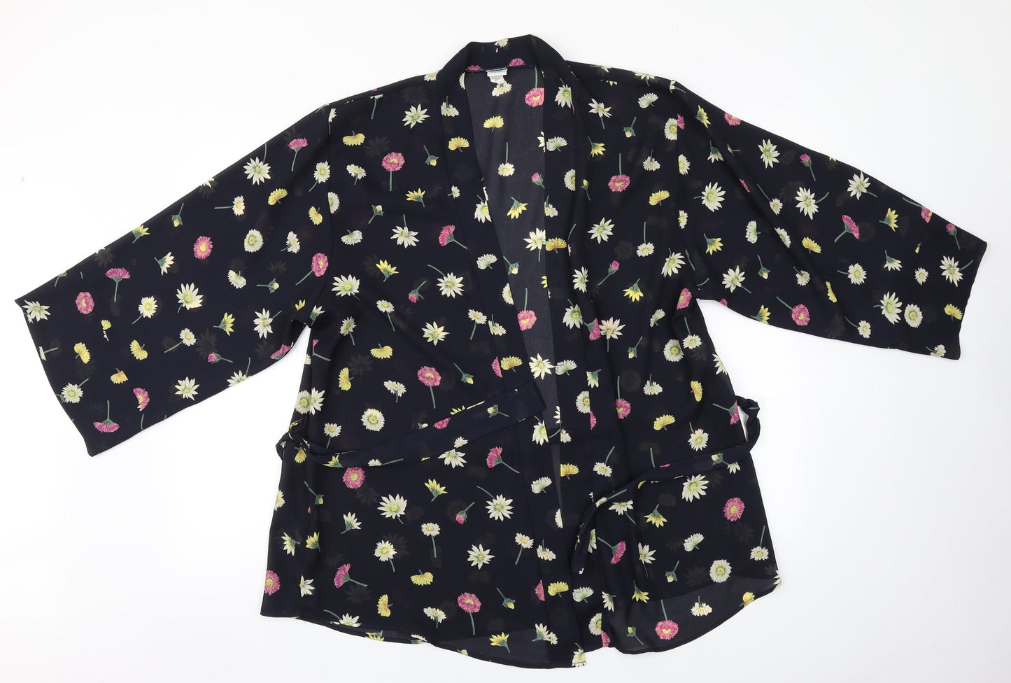 Knickerbox Womens Black Floral Polyester Basic Blouse One Size Round Neck