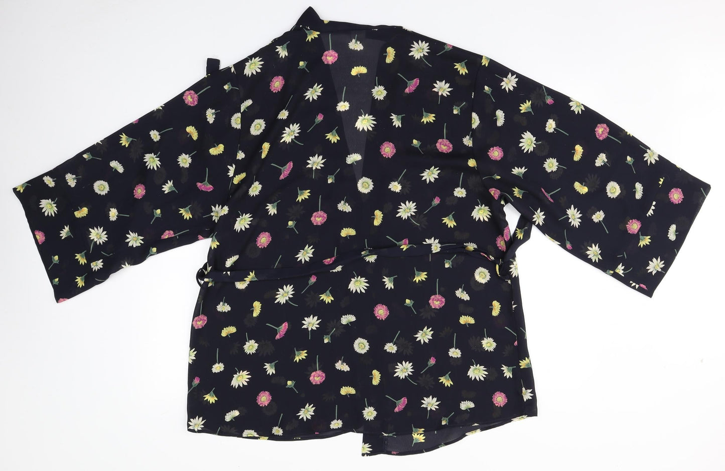 Knickerbox Womens Black Floral Polyester Basic Blouse One Size Round Neck