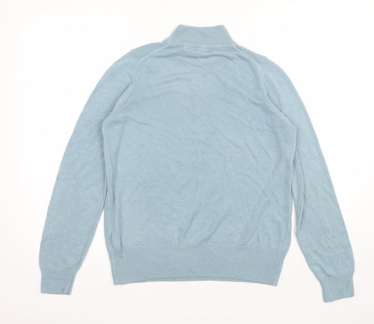 Marks and Spencer Womens Blue High Neck  Acrylic Pullover Jumper Size 12