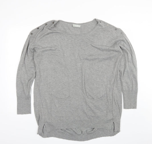 Walis Womens Grey Round Neck  Acrylic Pullover Jumper Size M