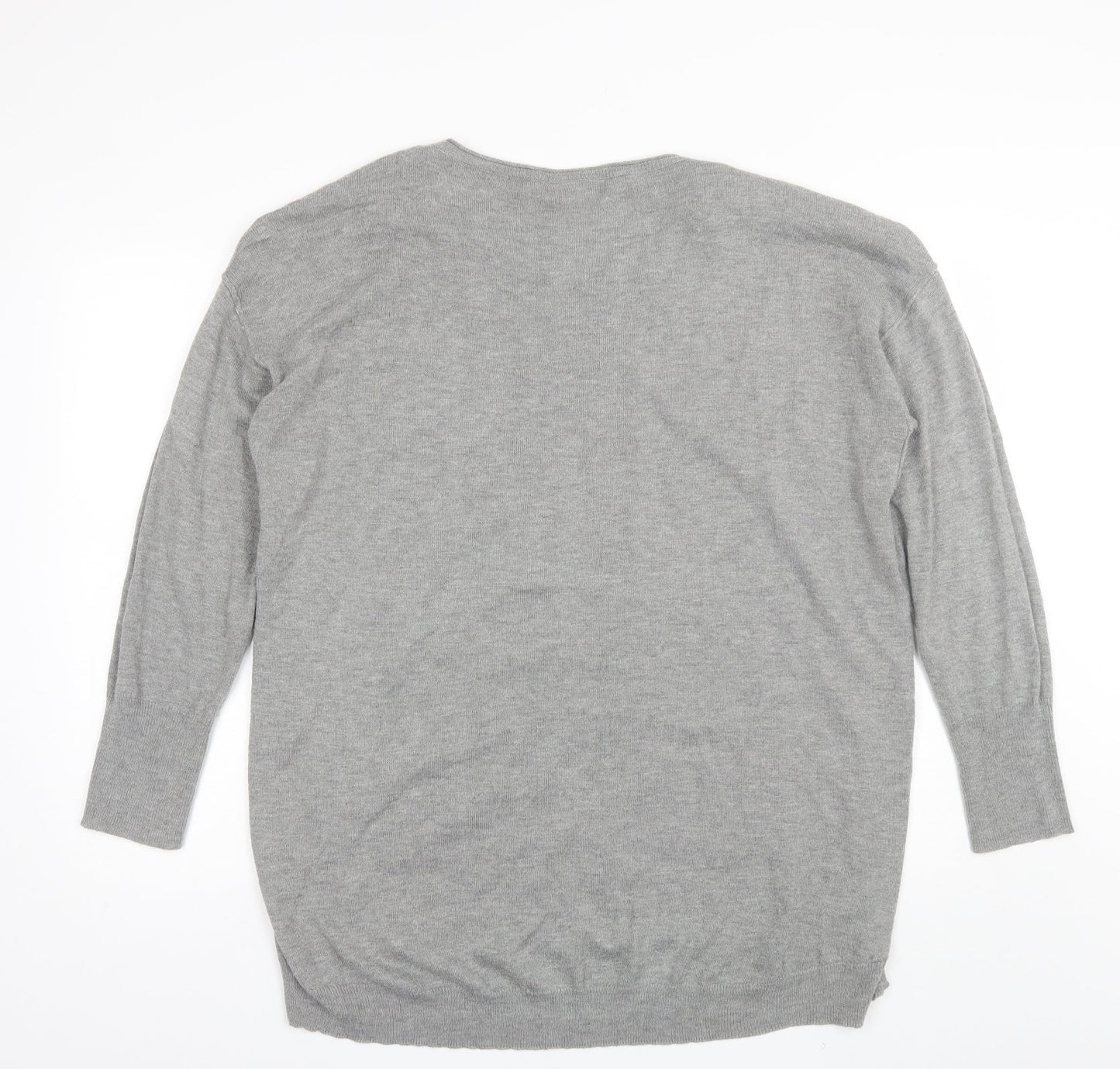 Walis Womens Grey Round Neck  Acrylic Pullover Jumper Size M
