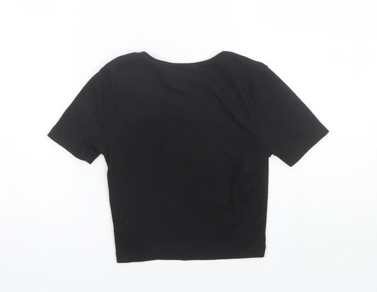 New Look Girls Black  Polyester Basic T-Shirt Size 10-11 Years Round Neck