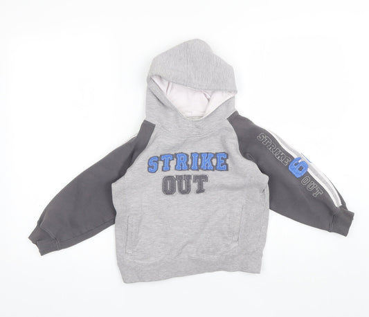 St Bernard Boys Grey  Cotton Pullover Hoodie Size 7 Years