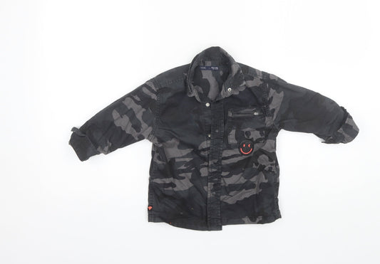 NEXT Boys Black Camouflage Cotton Basic Button-Up Size 3 Years Collared