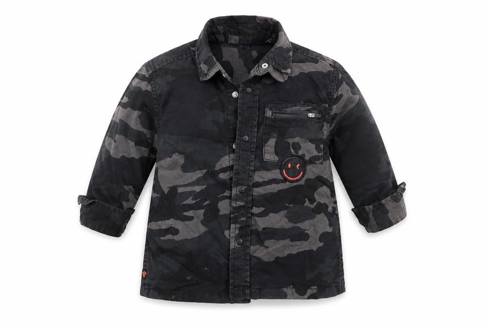 NEXT Boys Black Camouflage Cotton Basic Button-Up Size 3 Years Collared