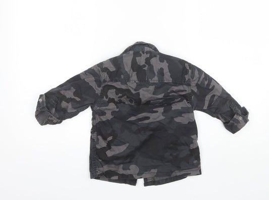 NEXT Boys Black Camouflage Cotton Basic Button-Up Size 3 Years Collared