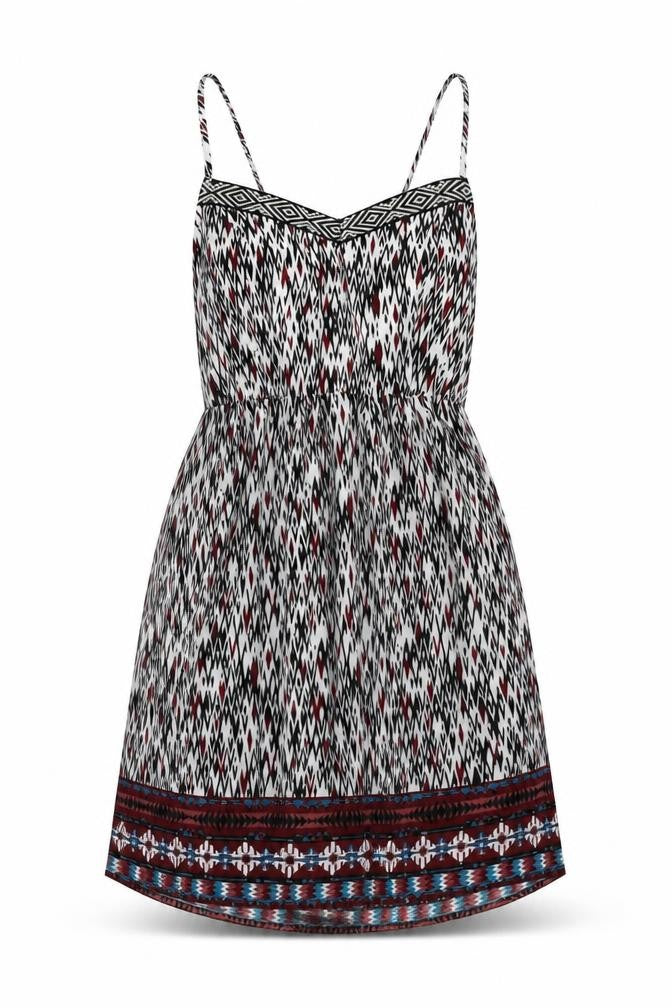 Three Pink Hearts Womens Multicoloured Geometric Polyester Fit & Flare  Size L  V-Neck