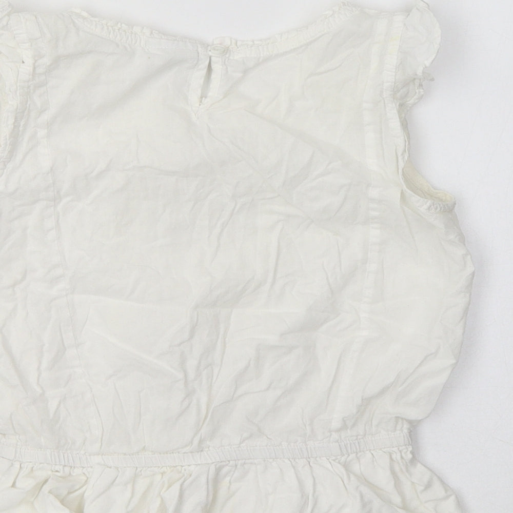 NEXT Girls White  Cotton Basic Blouse Size 6 Years Crew Neck