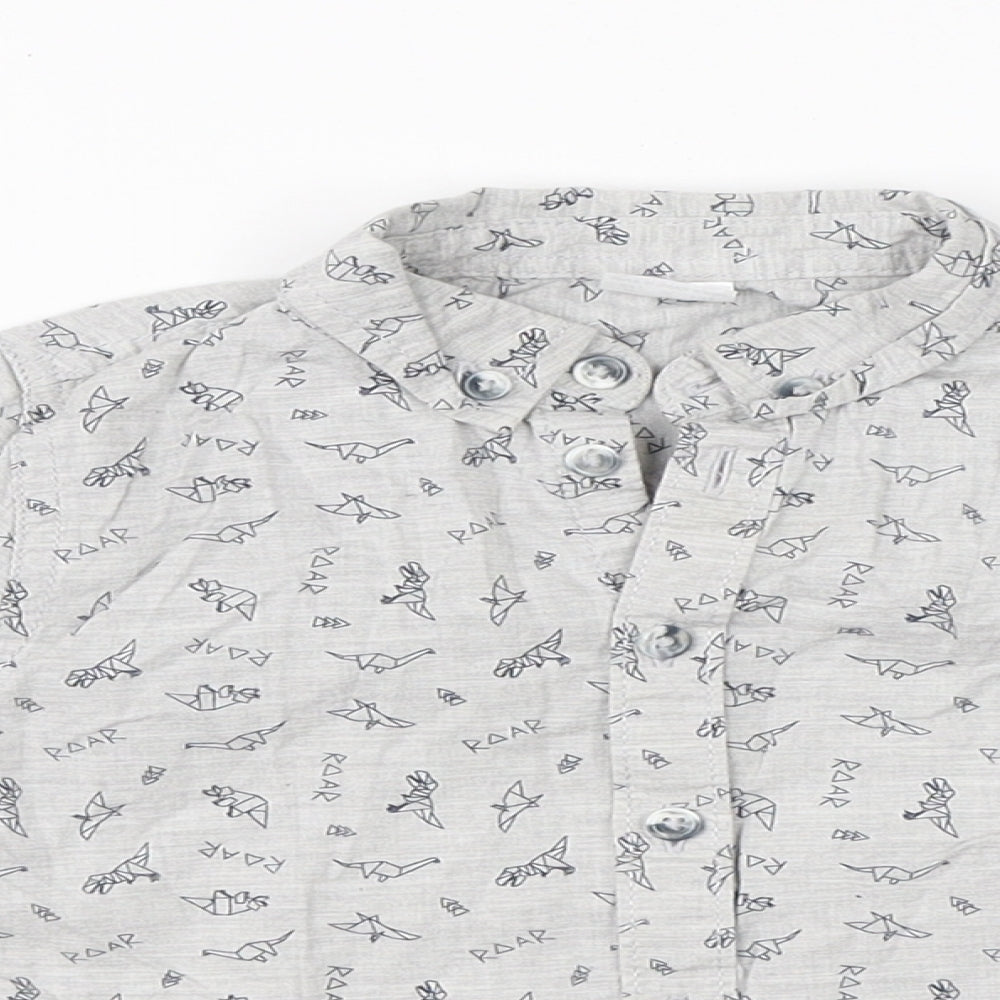 F&F Boys Grey  Cotton Basic Button-Up Size 2-3 Years Collared Button