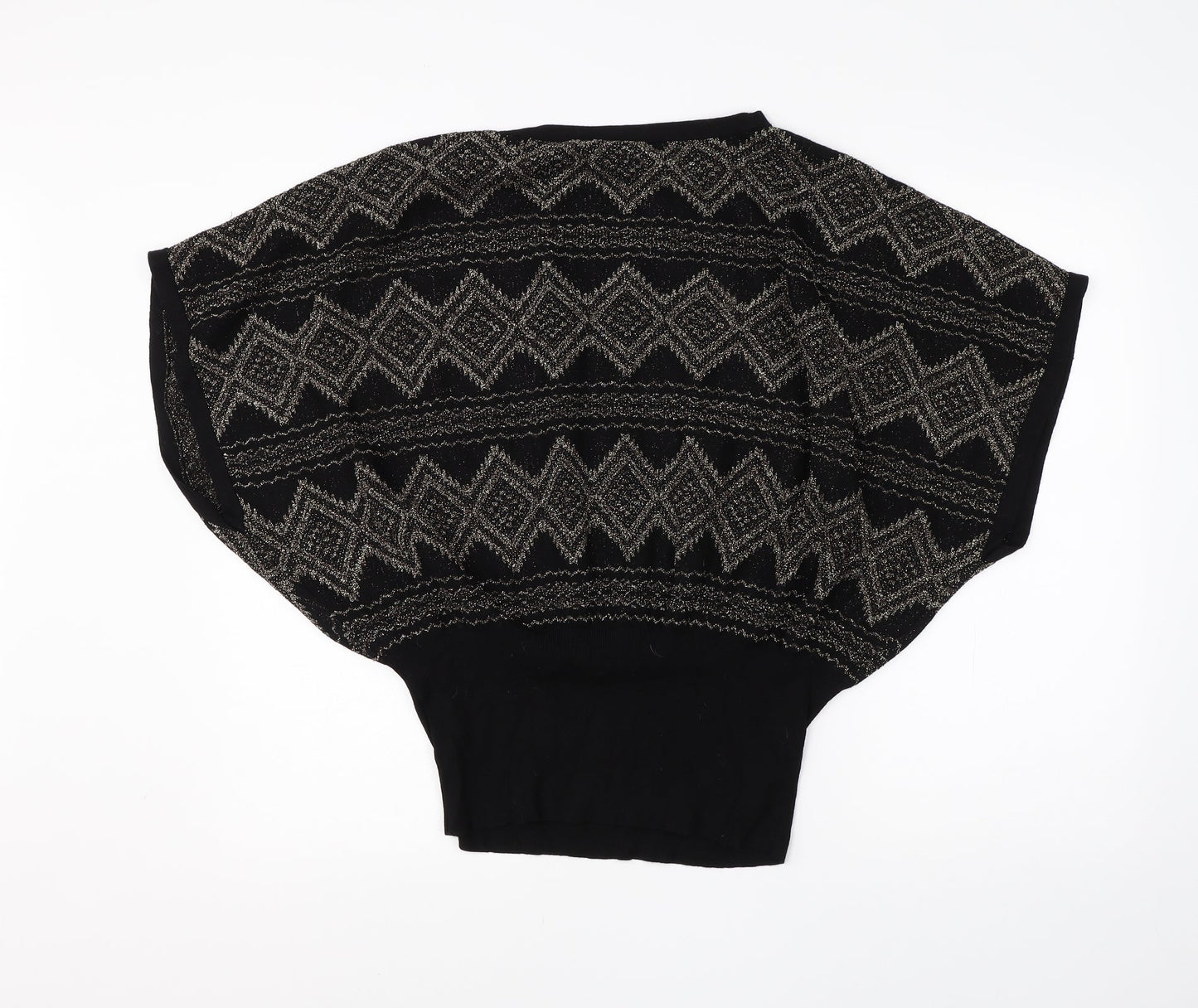 Oasis Womens Black Round Neck Argyle/Diamond Viscose Vest Jumper Size M