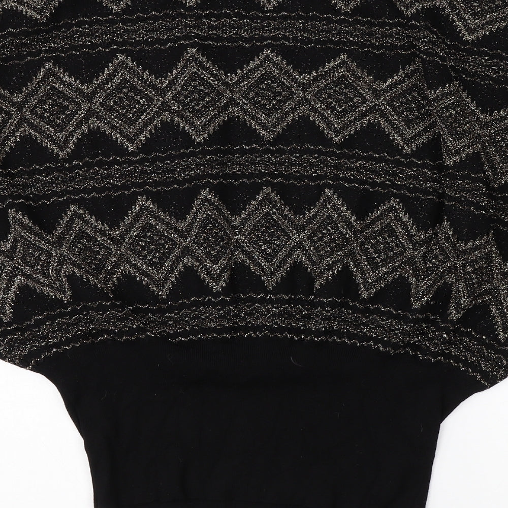 Oasis Womens Black Round Neck Argyle/Diamond Viscose Vest Jumper Size M