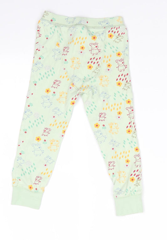 NEXT Girls Green Animal Print Cotton  Pyjama Pants Size 3-4 Years   - Peppa Pig