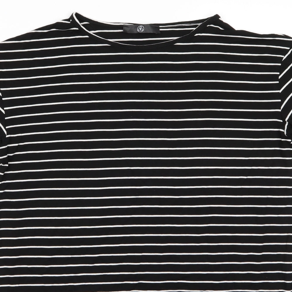 Missguided Womens Black Striped Viscose T-Shirt Dress  Size 8  Round Neck  - Wide sleeves
