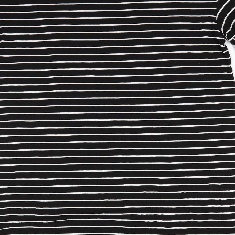 Missguided Womens Black Striped Viscose T-Shirt Dress  Size 8  Round Neck  - Wide sleeves