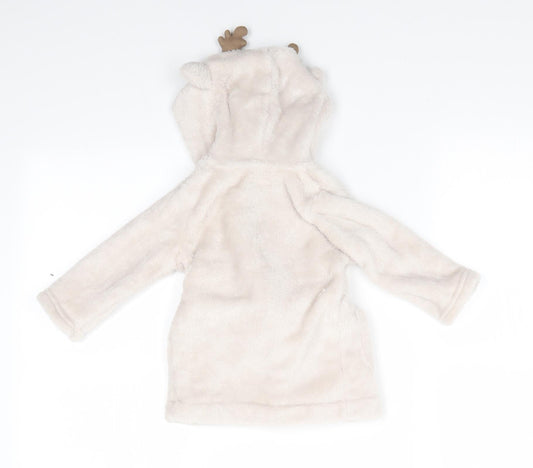 mamas & papas Girls Beige Animal Print Polyester  Gown Size 6-9 Months   - Reindeer Hood