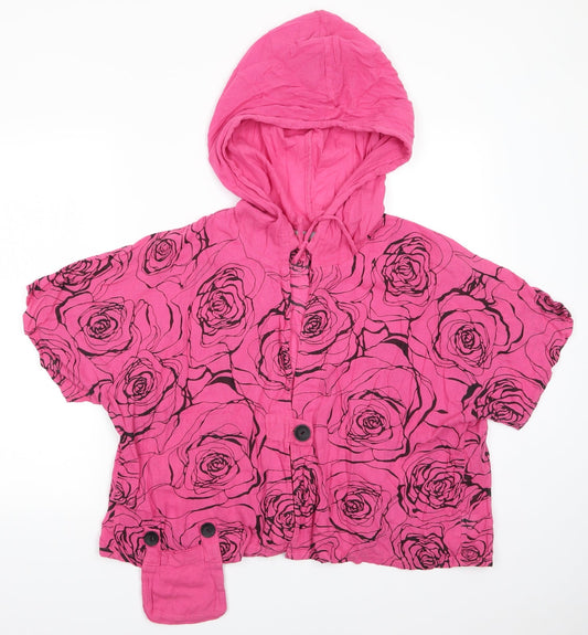 Kekoo Womens Pink Floral  Jacket     - Black Flowers