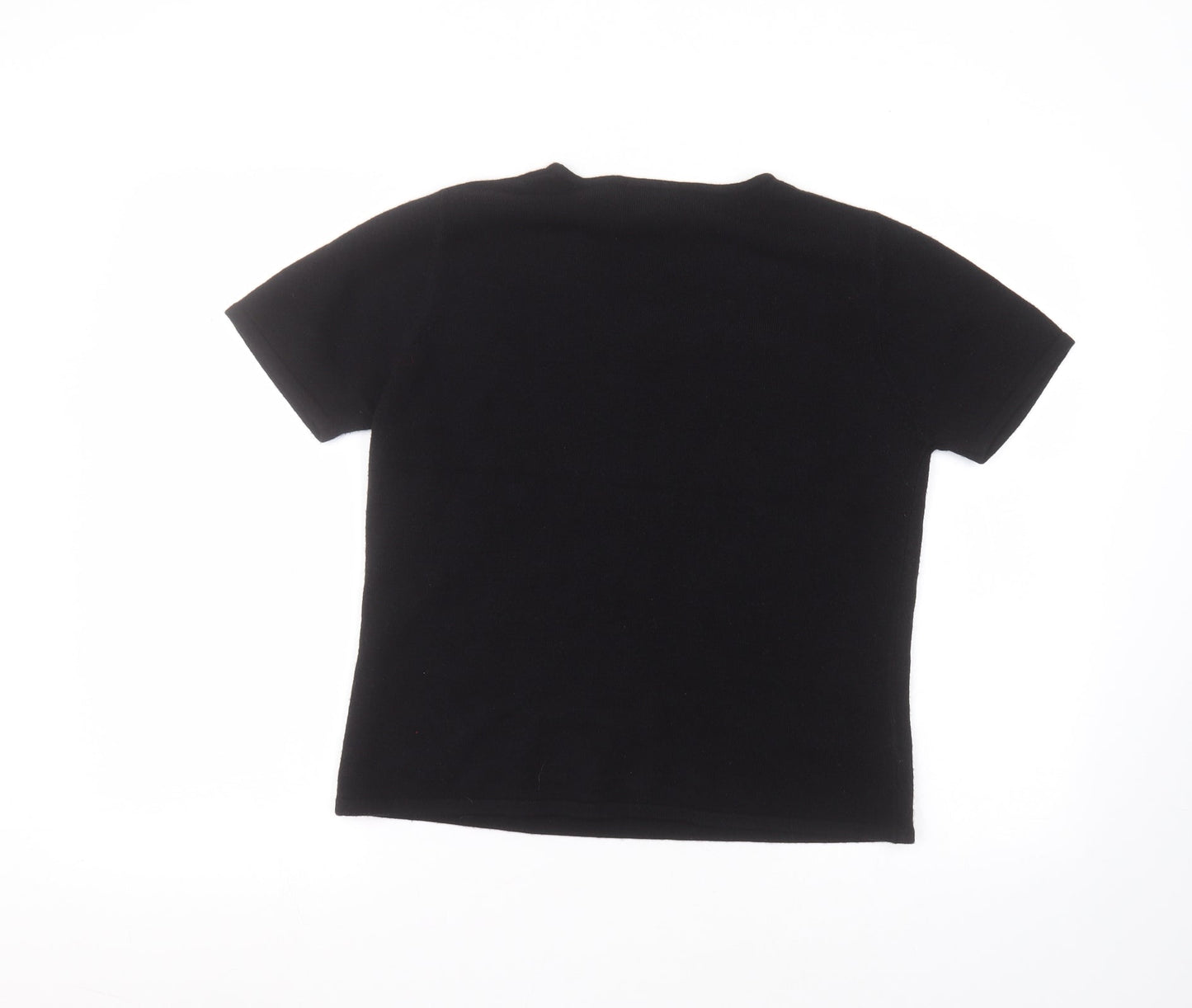 isabelle Womens Black  Acrylic Basic T-Shirt Size 12 Round Neck