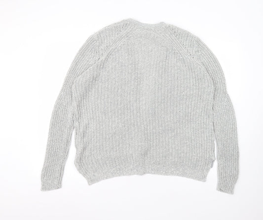 Peacocks Womens Grey Round Neck  Acrylic Cardigan Jumper Size M