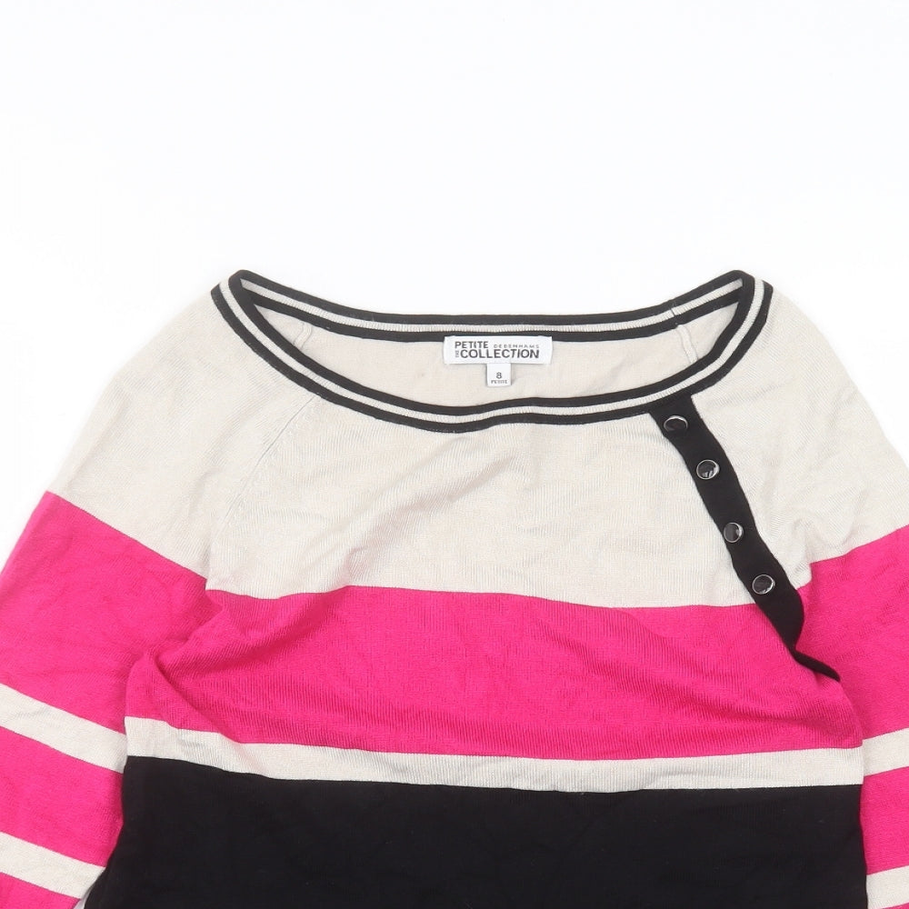 Debinhams Womens Black  Cotton Basic T-Shirt Size 8 Round Neck