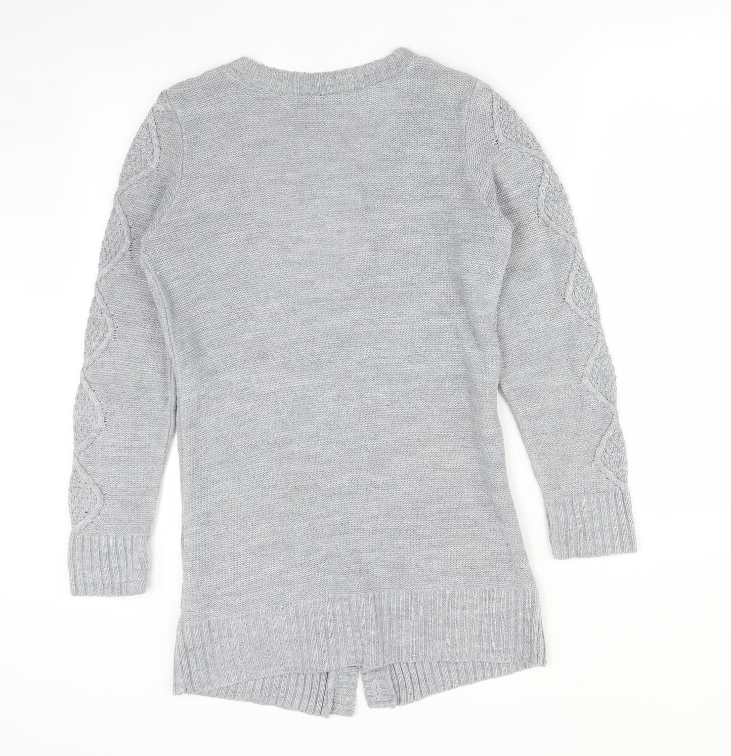 Dorothy Perkins Womens Grey V-Neck Argyle/Diamond Acrylic Cardigan Jumper Size 8