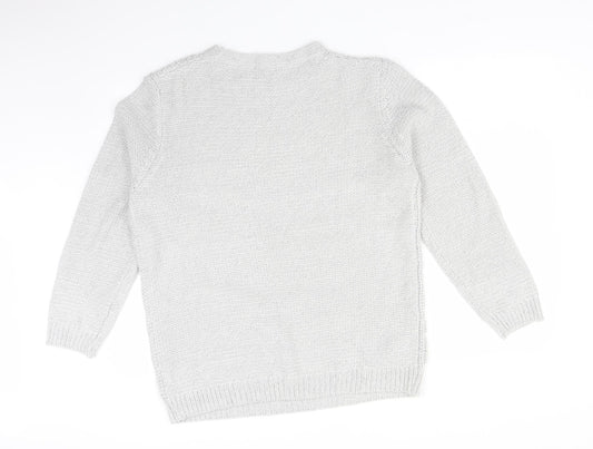Damart Womens Grey Geometric Acrylic Pullover Sweatshirt Size 20
