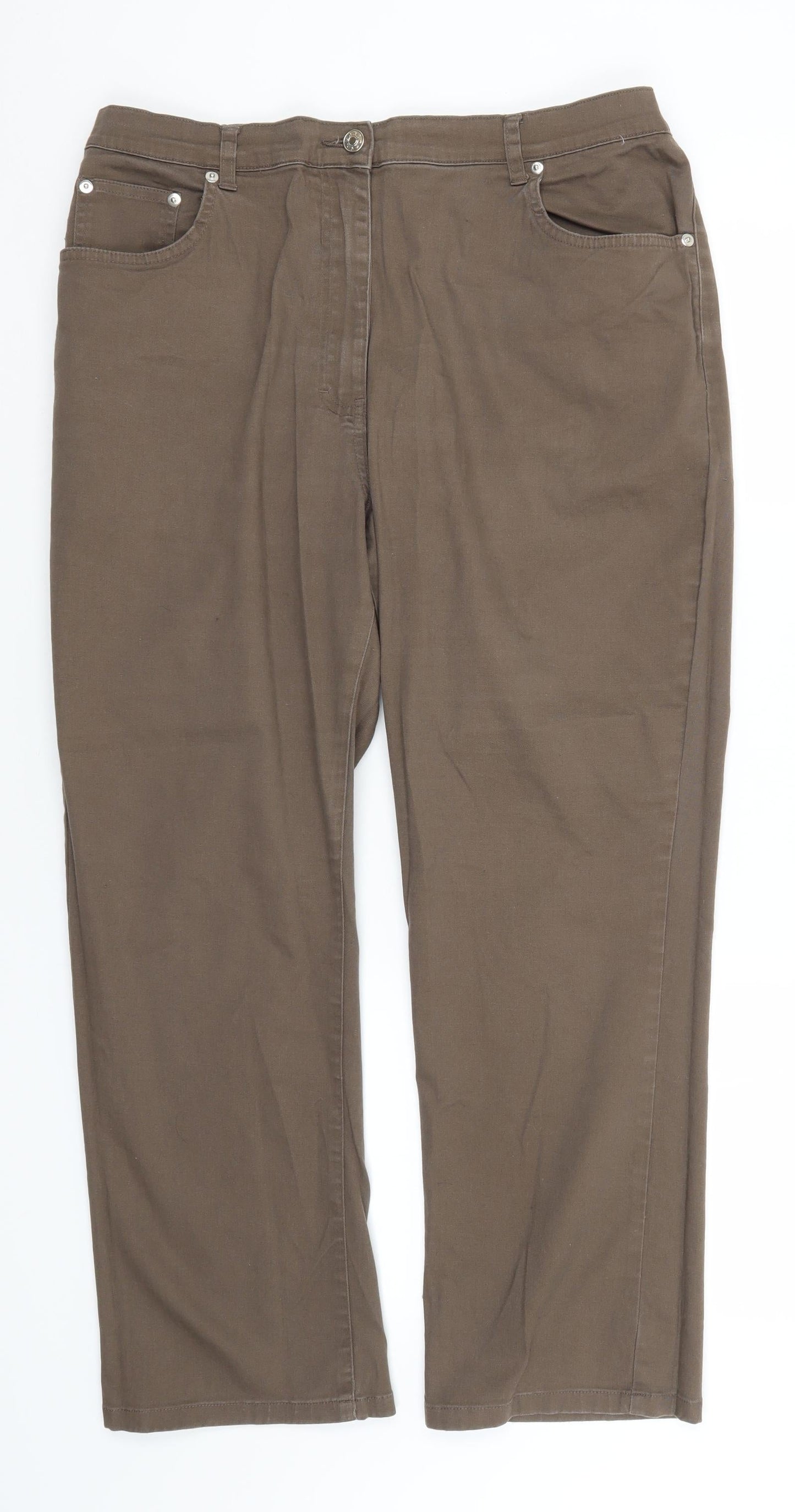 Preworn Womens Brown  Cotton Trousers  Size 18 L27 in Regular