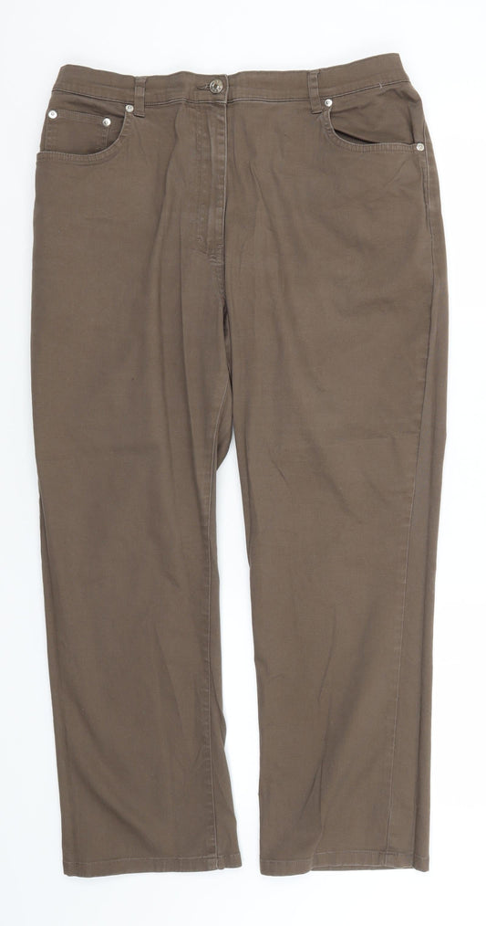 Preworn Womens Brown  Cotton Trousers  Size 18 L27 in Regular