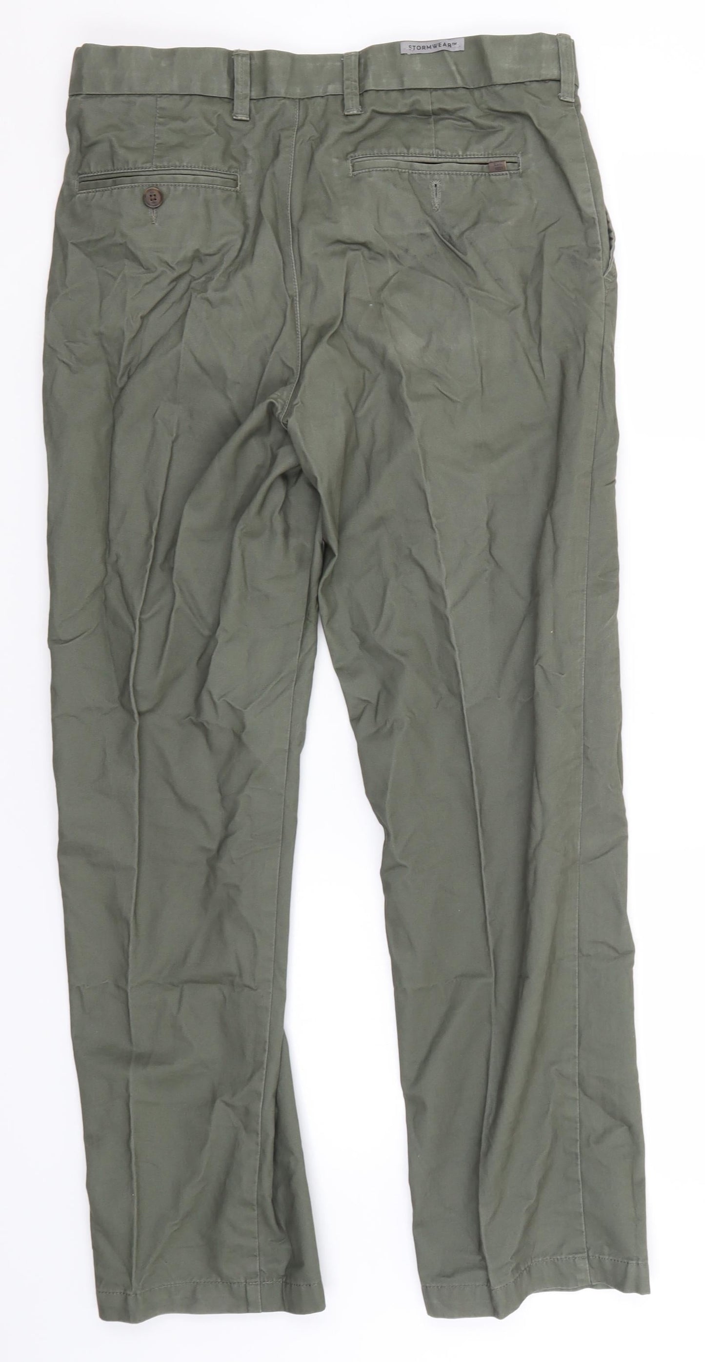 Marks and Spencer Womens Green  Cotton Trousers  Size 32 in L30 in Regular