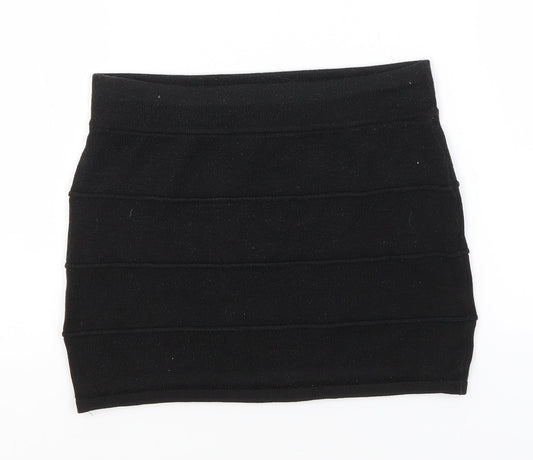 Chico's Womens Black Striped Acrylic Straight & Pencil Skirt Size S