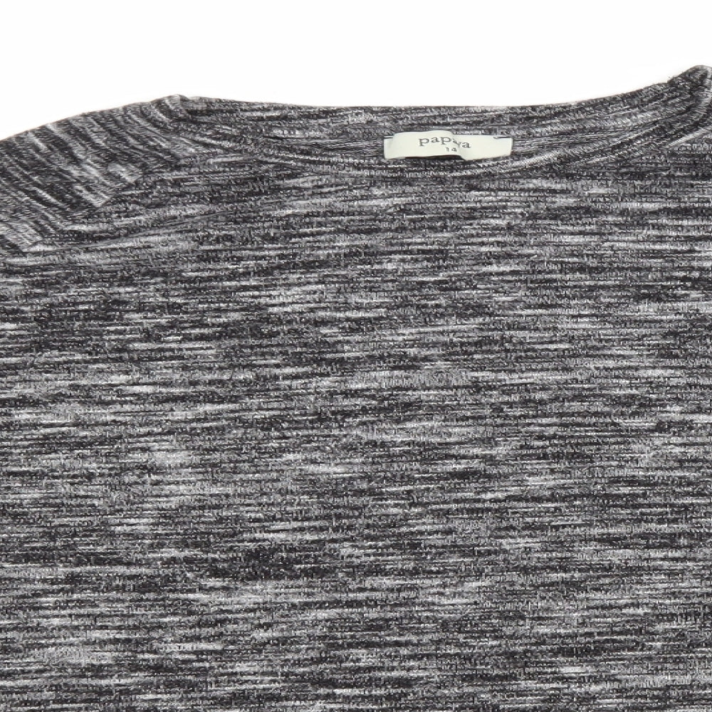 Papaya Womens Grey Round Neck  Polyester Pullover Jumper Size 14