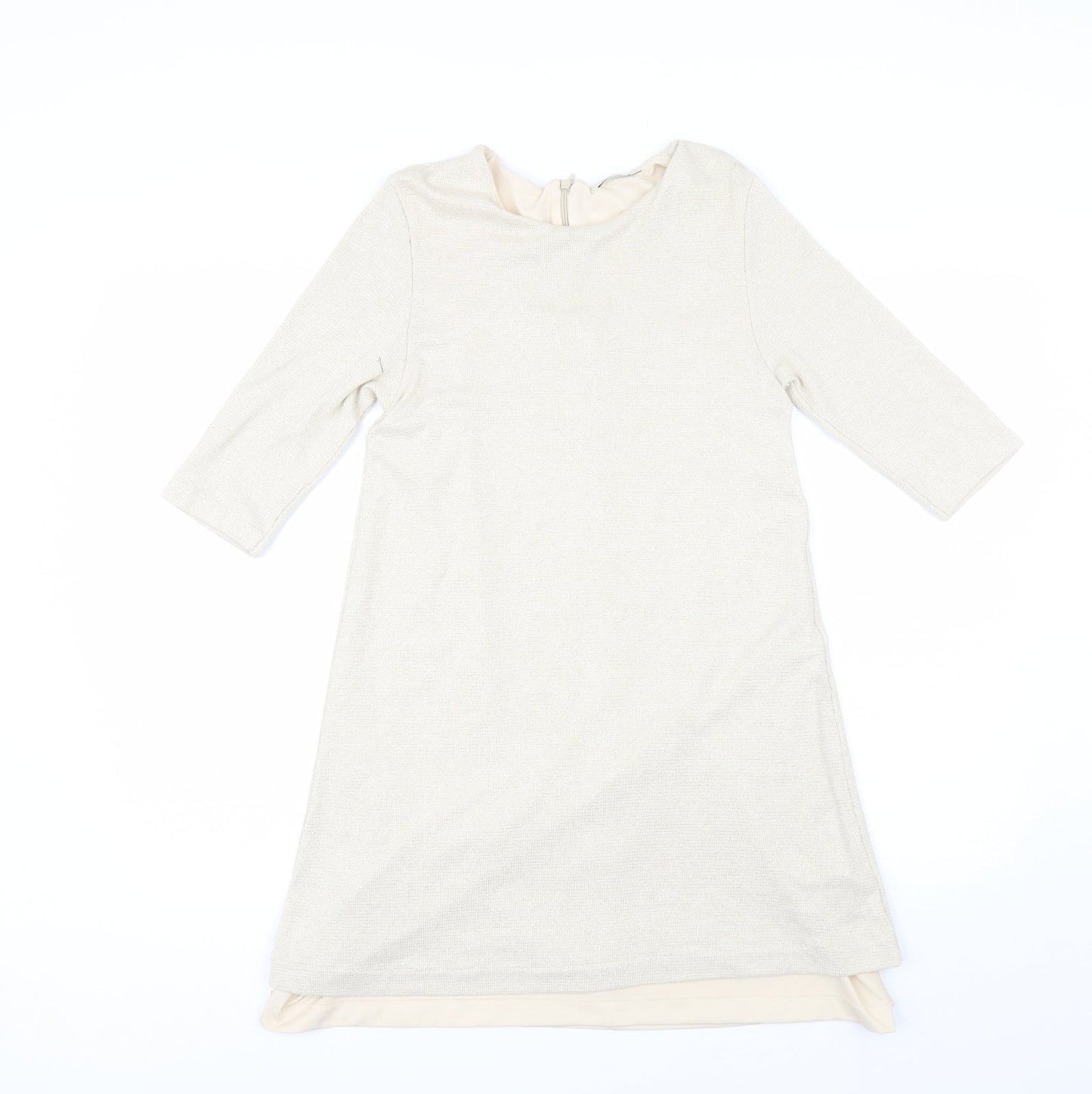 Zara Womens Beige  Viscose Shift  Size M  Round Neck