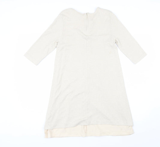 Zara Womens Beige  Viscose Shift  Size M  Round Neck