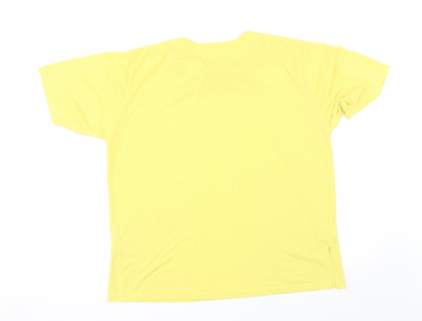 Lucky Womens Yellow  Cotton Basic T-Shirt Size 2XL Round Neck